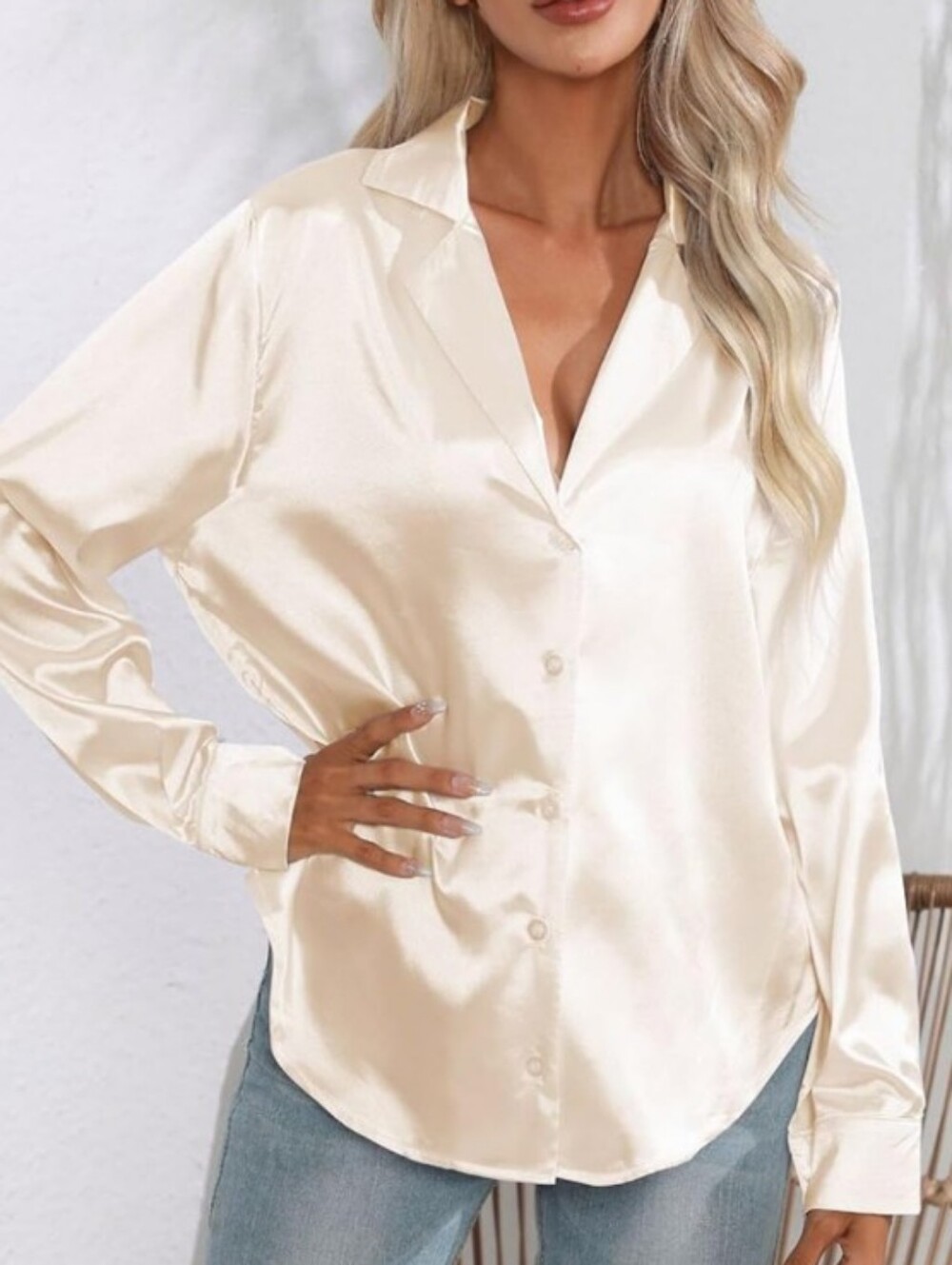 Lioness Satin Button Down Long Sleeve